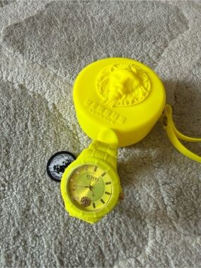 Versus Versace Neon Yellow Silicone Lion Watch and Round Case